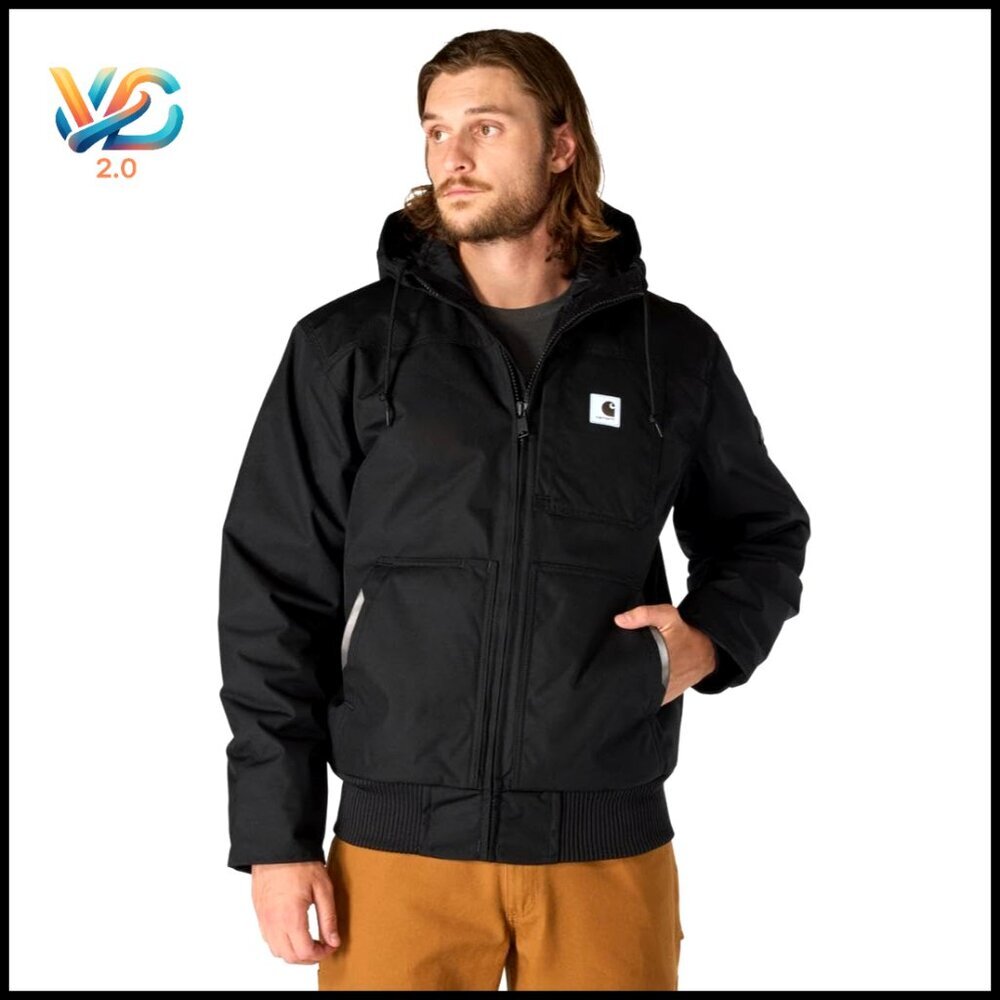 Loose Fit Insulated Active Jacket with Hood, Wind-Resistant
